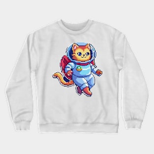 Retro Pixel Space Cat Crewneck Sweatshirt